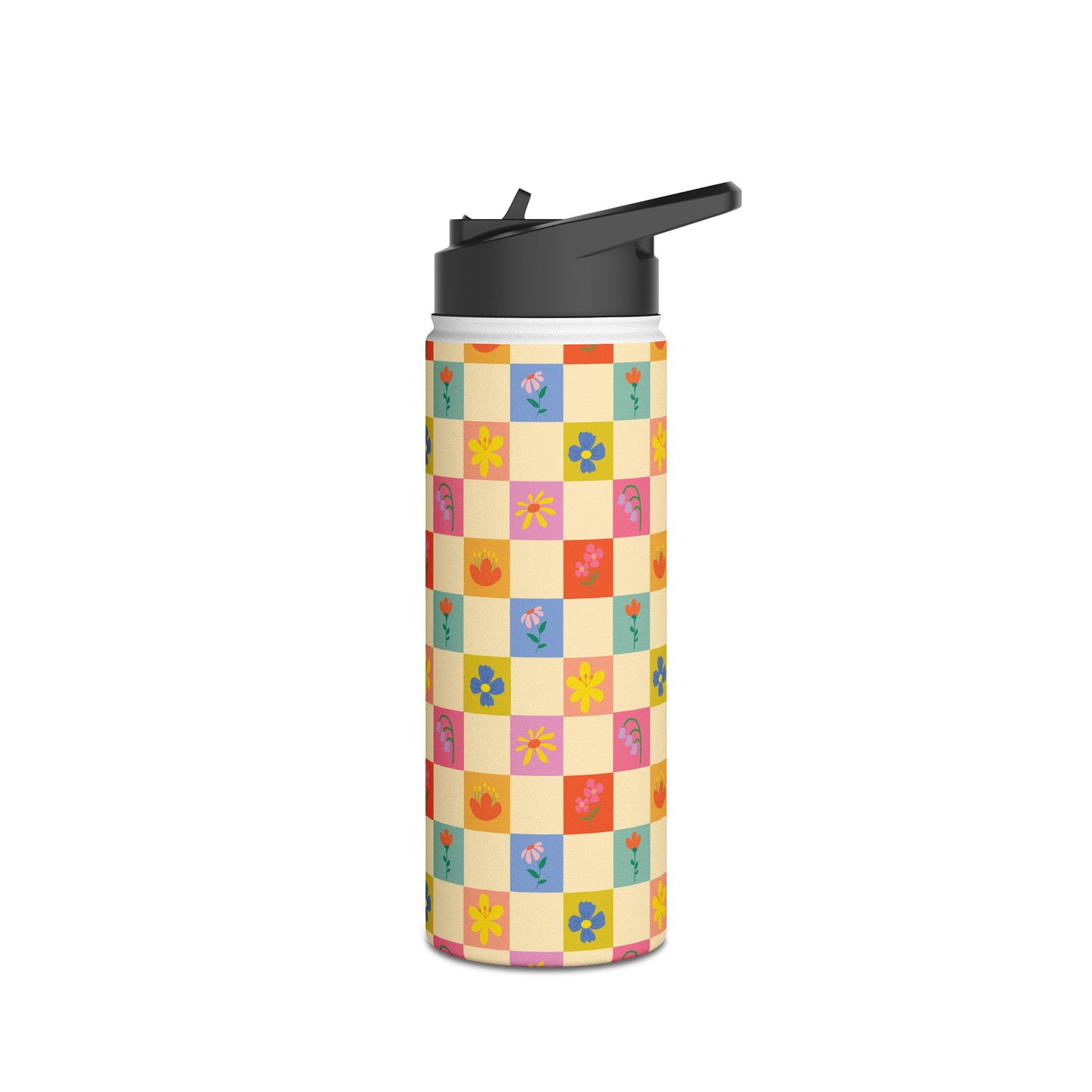 Stainless Steel Water Bottle, Standard Lid - Flower Pattern