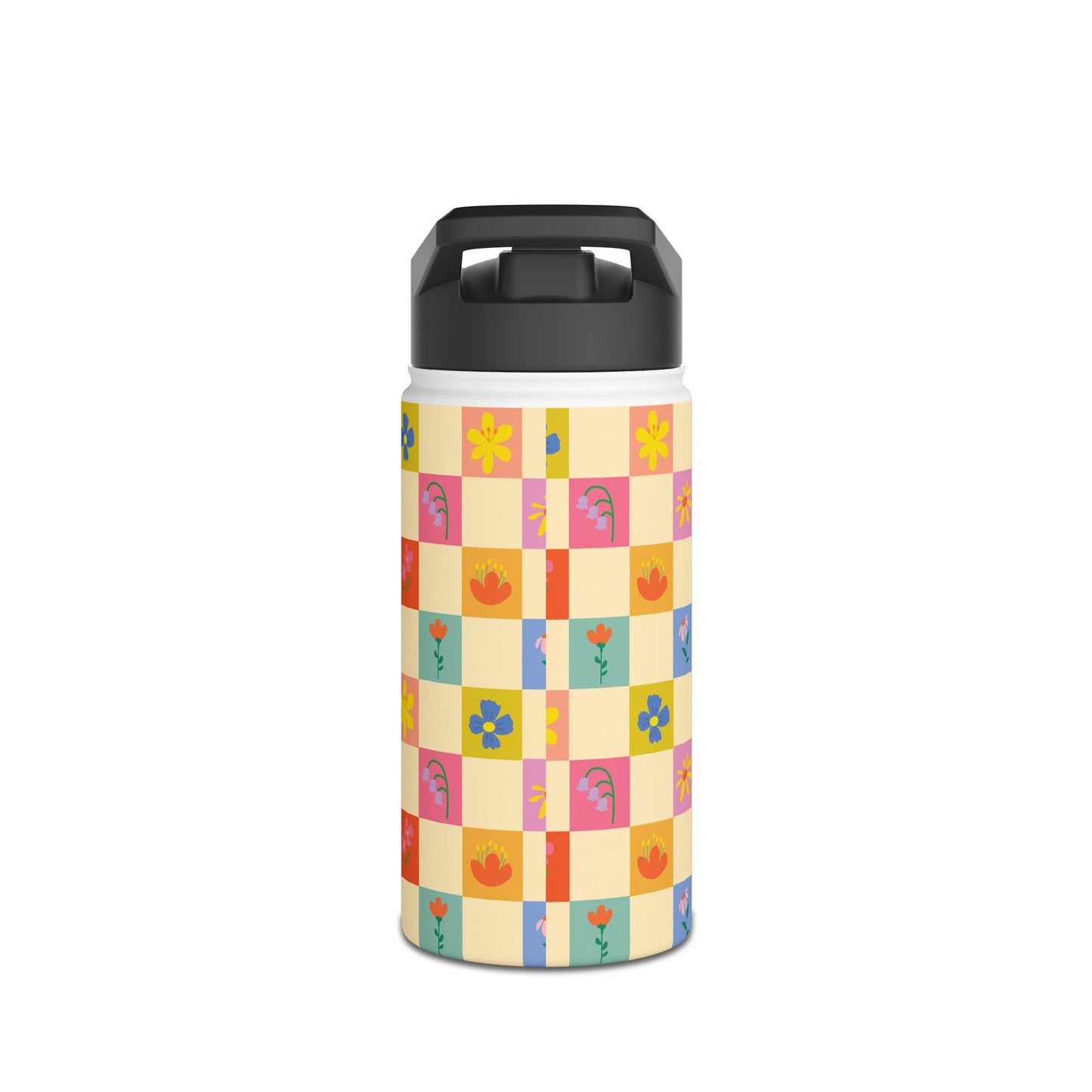 Stainless Steel Water Bottle, Standard Lid - Flower Pattern