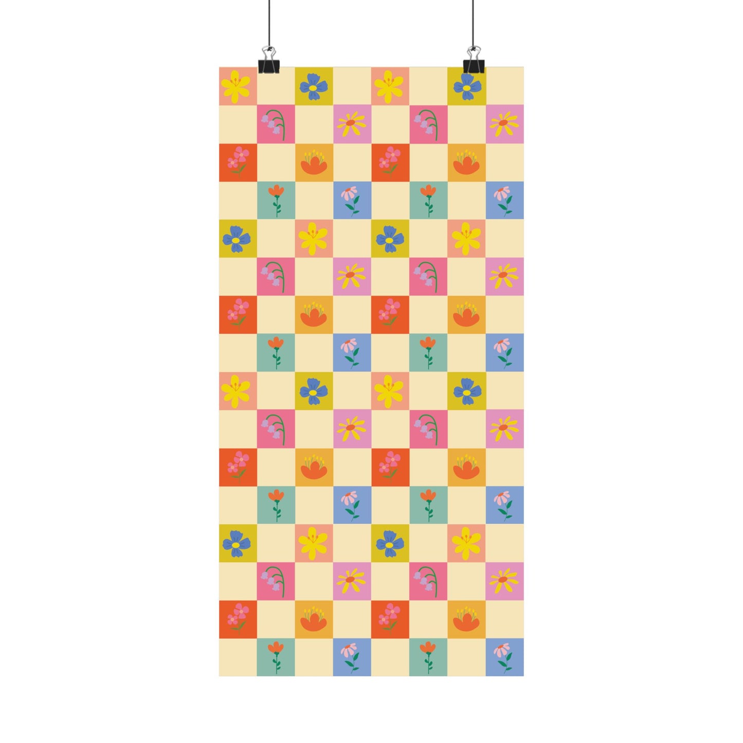 Matte Vertical Posters - Flower Pattern