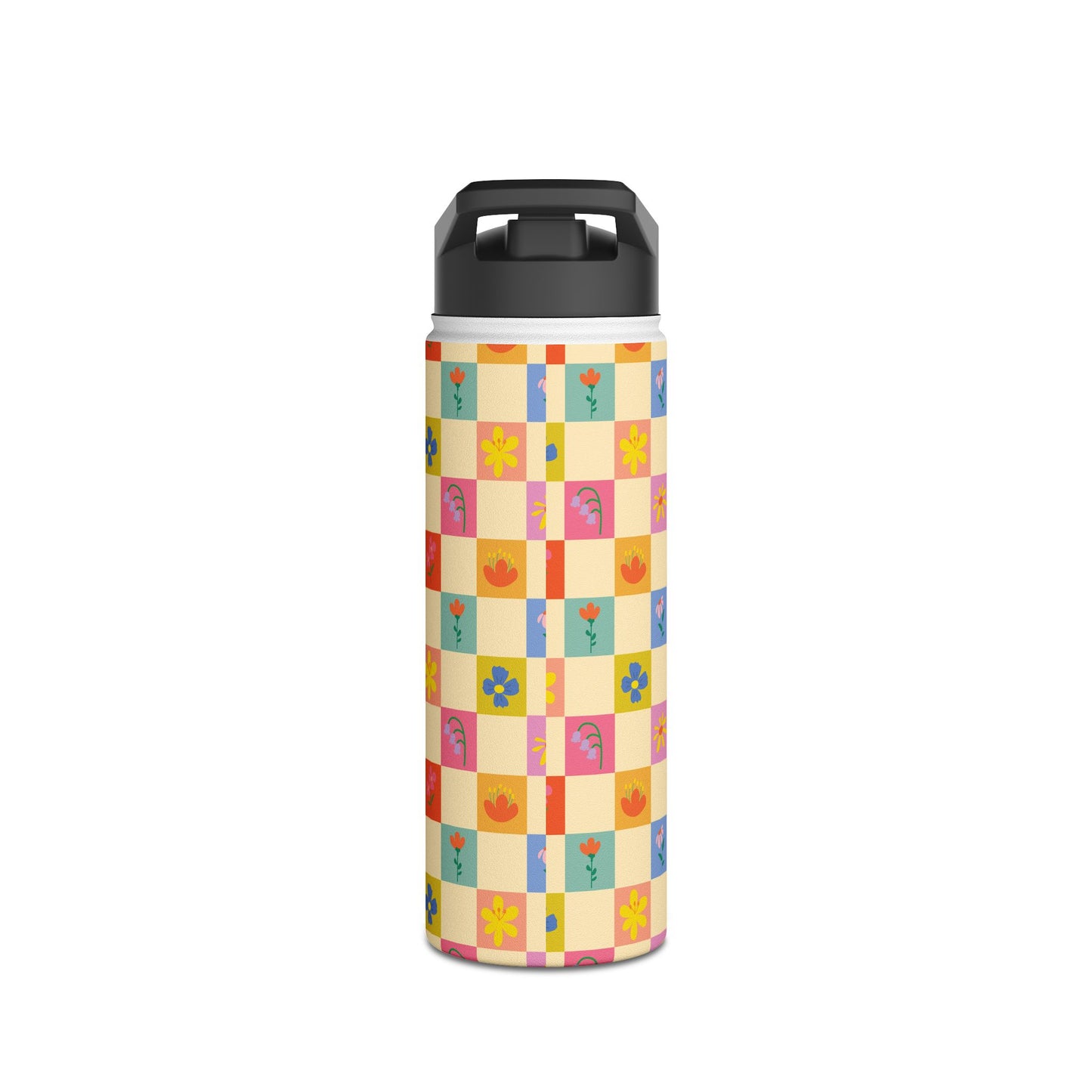 Stainless Steel Water Bottle, Standard Lid - Flower Pattern