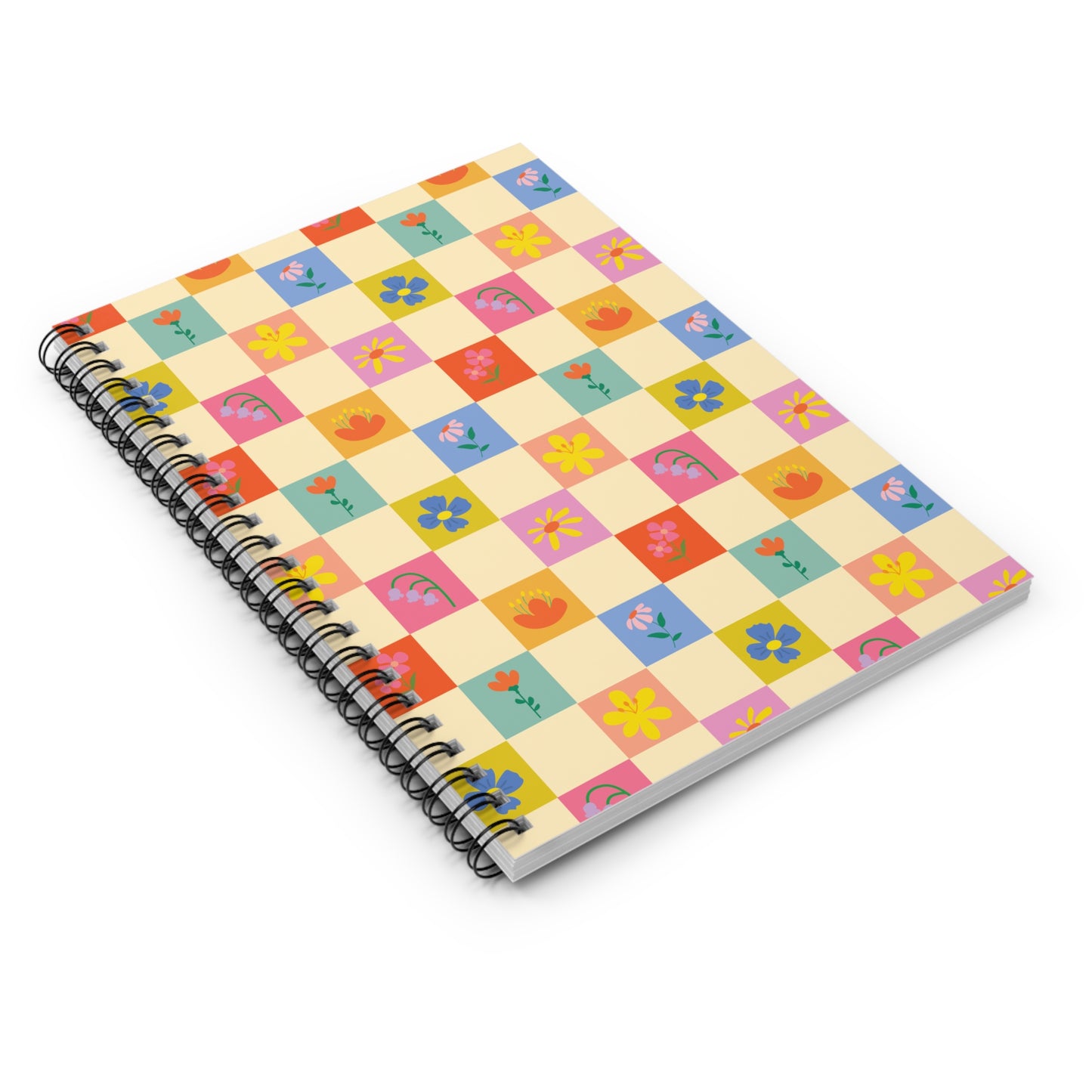 Spiral Notebook - Ruled Line - Flower Pattern