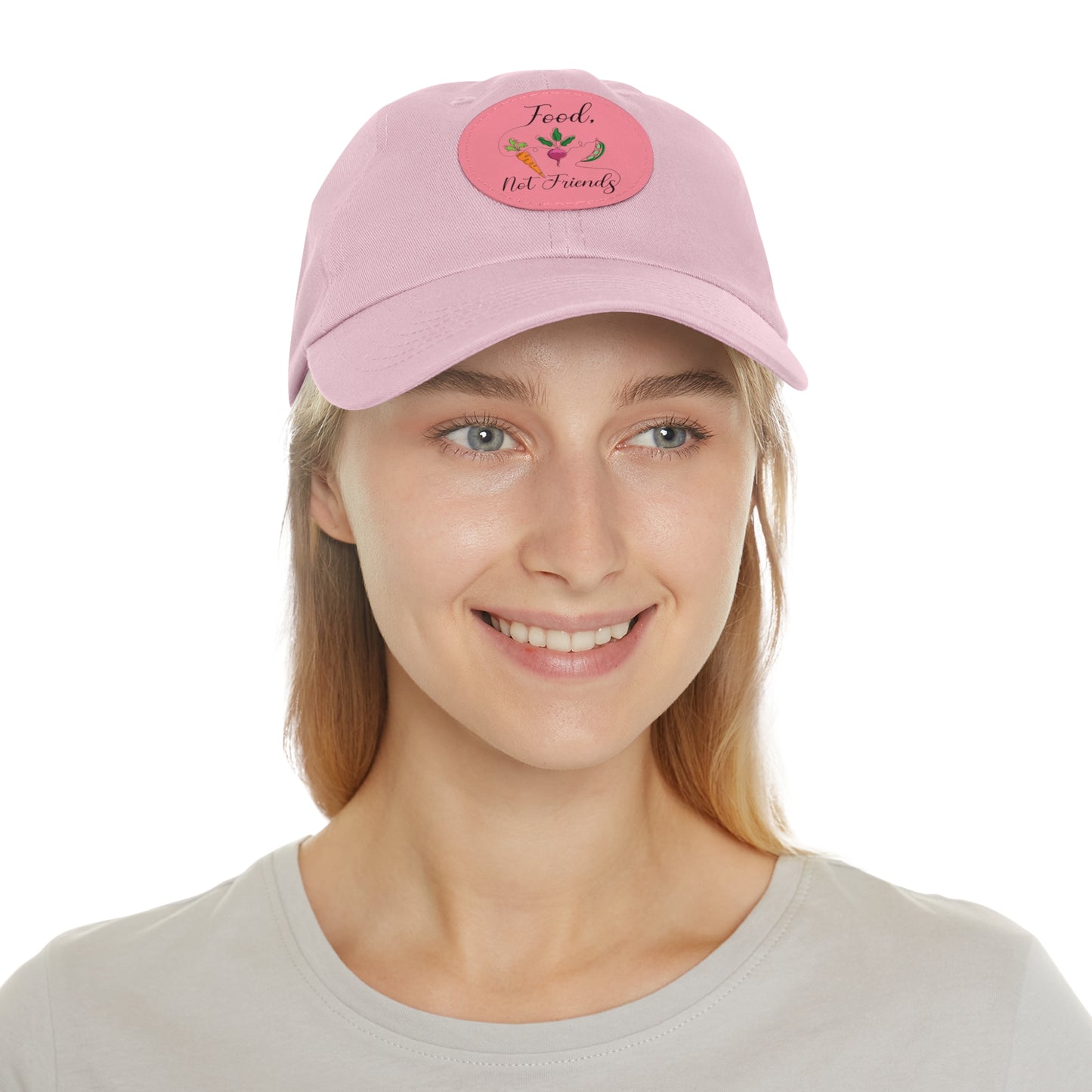 Dad Hat with Leather Patch (Round) - Vegan Design