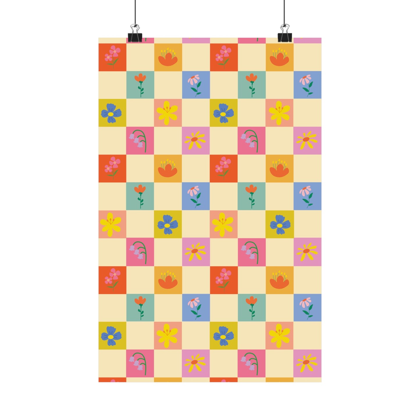 Matte Vertical Posters - Flower Pattern