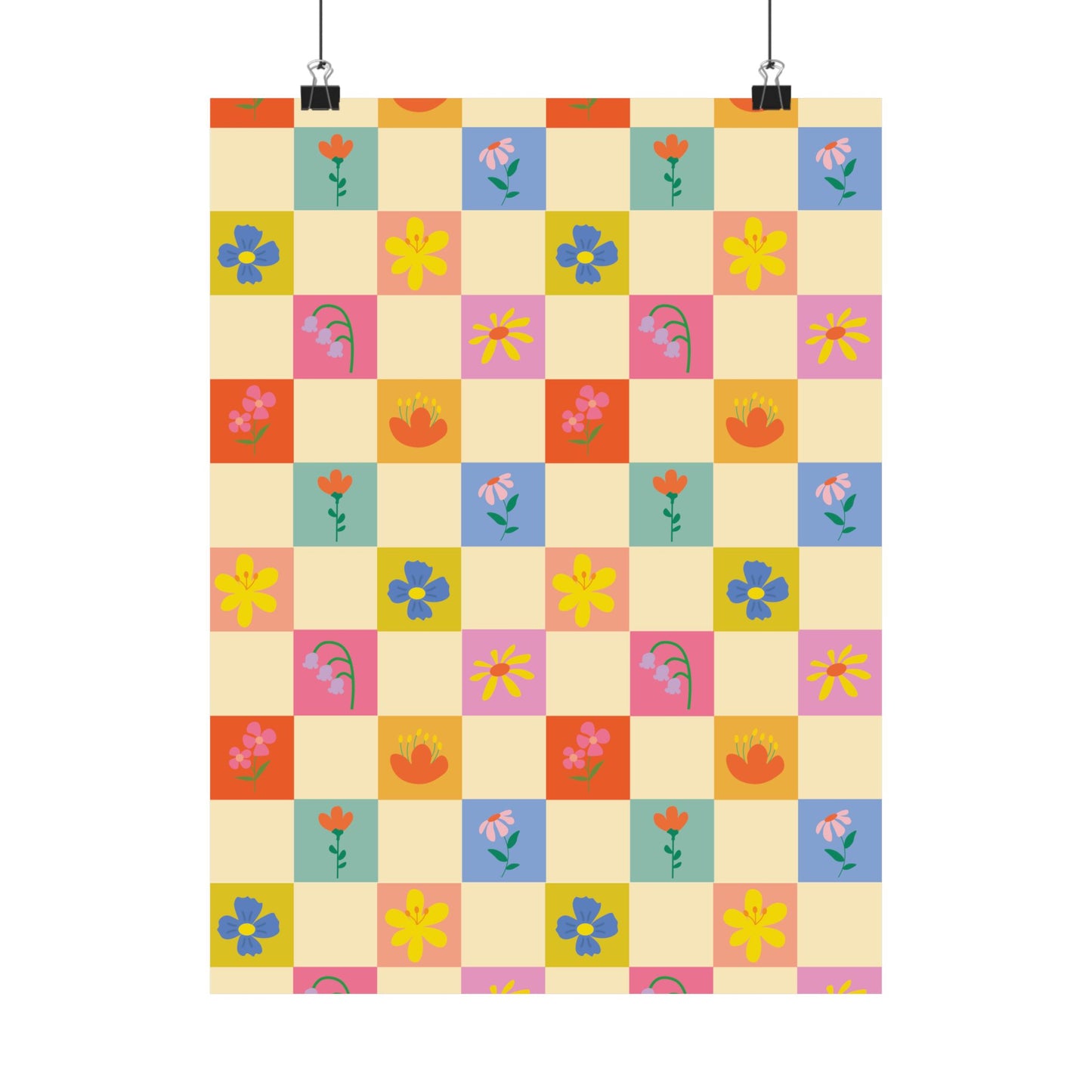 Matte Vertical Posters - Flower Pattern