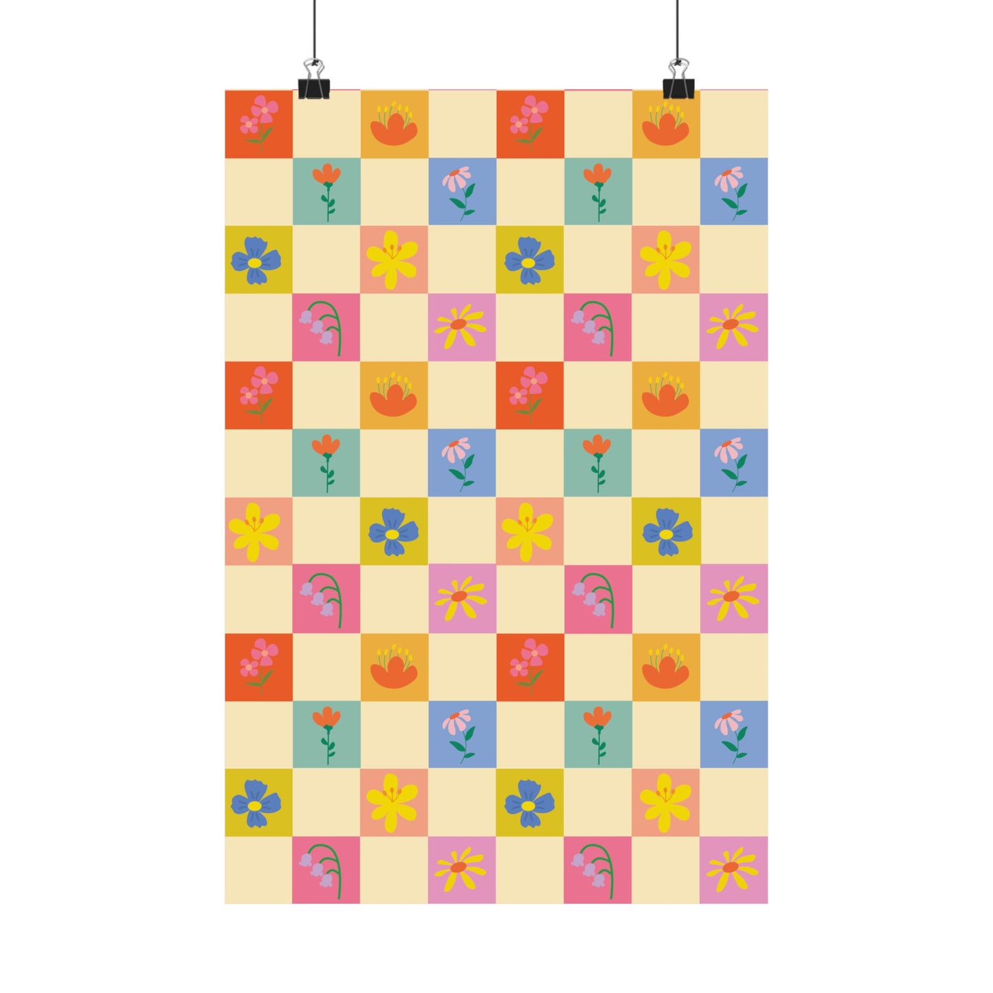 Matte Vertical Posters - Flower Pattern
