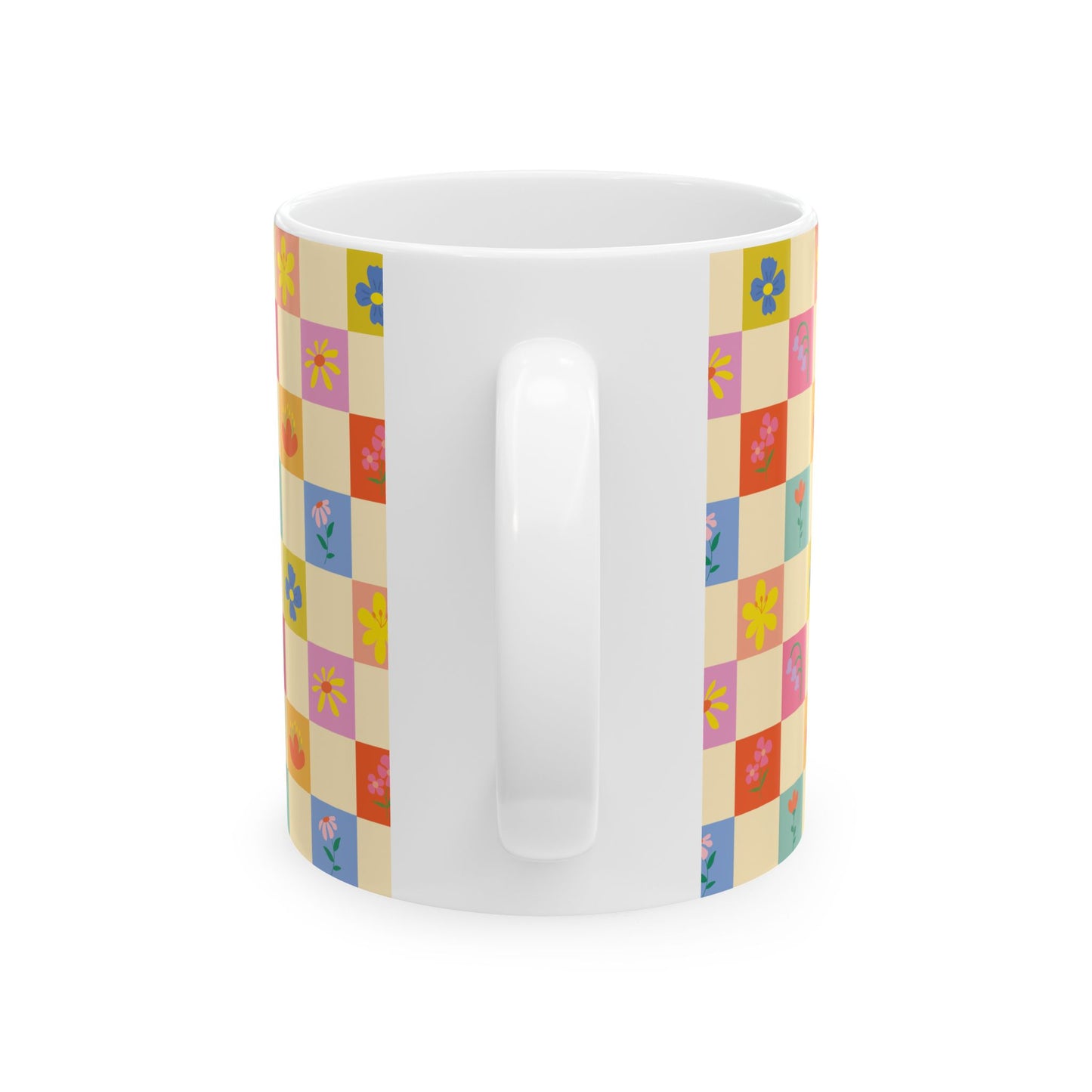 Ceramic Mug, (11oz, 15oz) - Flower Pattern