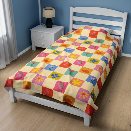 Velveteen Plush Blanket - Flower Pattern