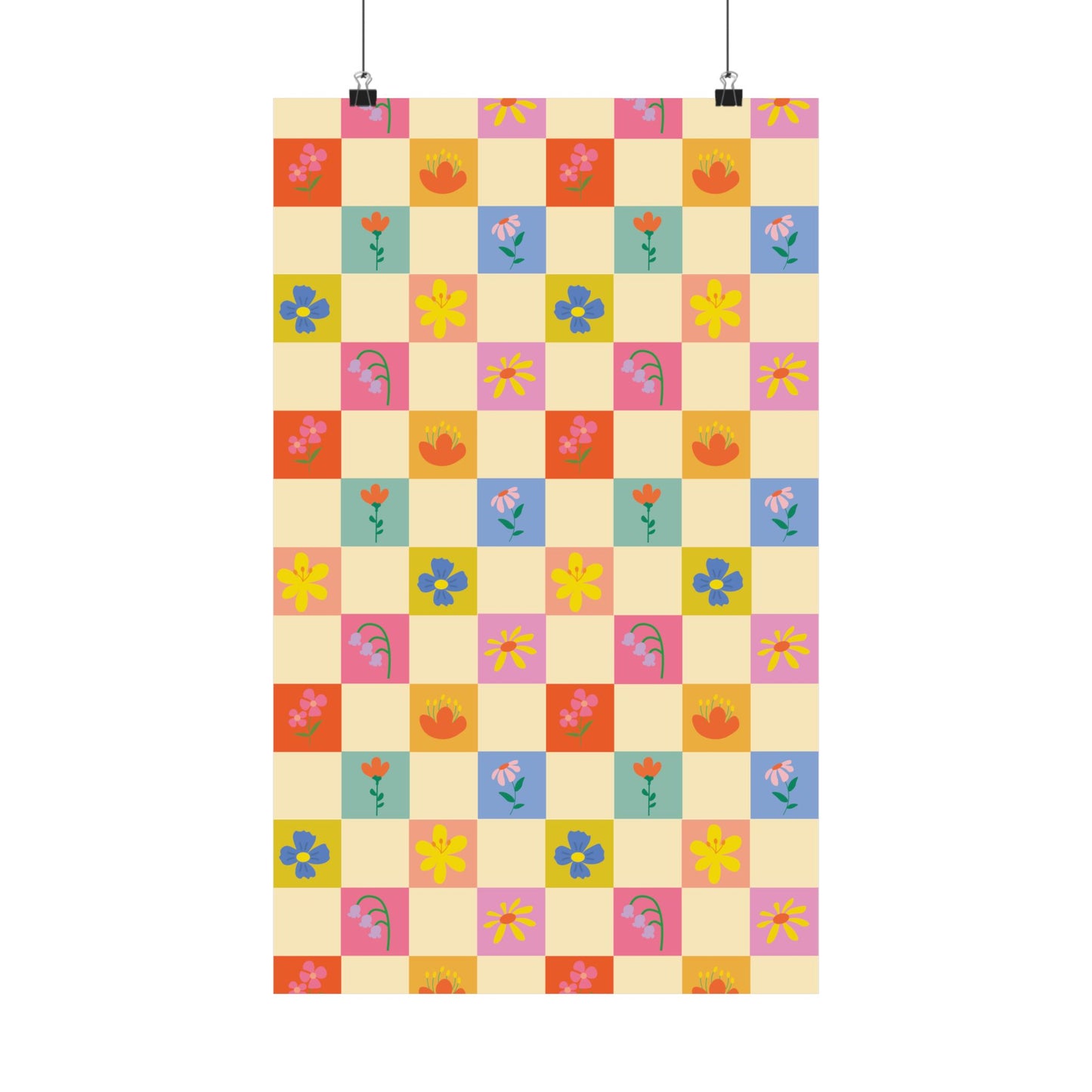 Matte Vertical Posters - Flower Pattern