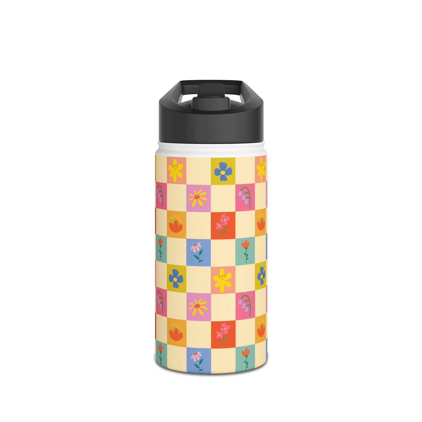 Stainless Steel Water Bottle, Standard Lid - Flower Pattern