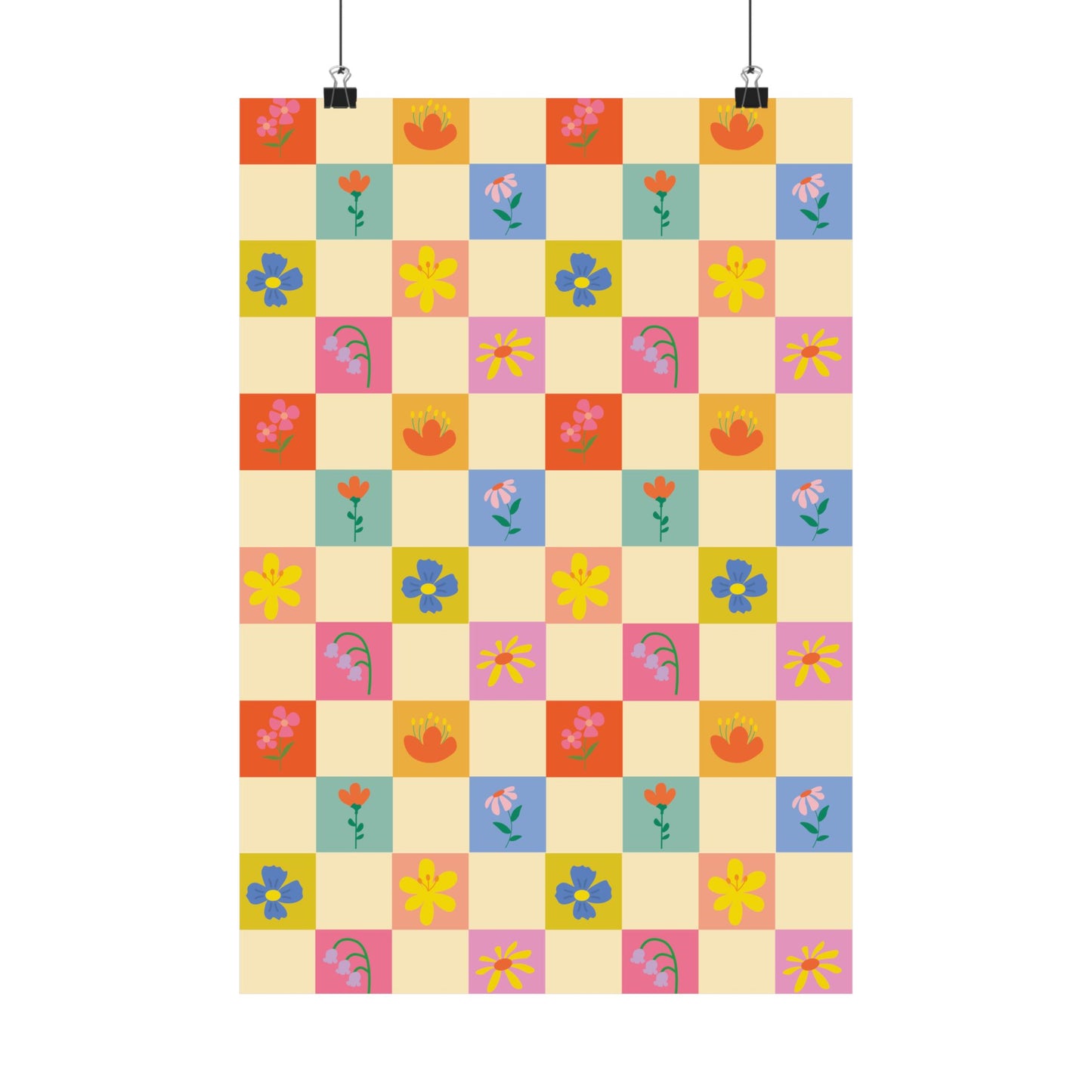Matte Vertical Posters - Flower Pattern