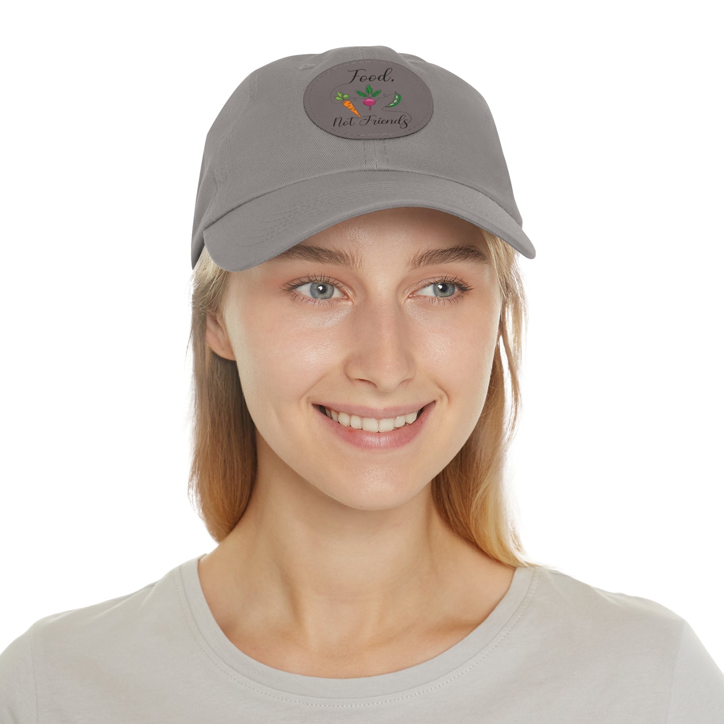 Dad Hat with Leather Patch (Round) - Vegan Design