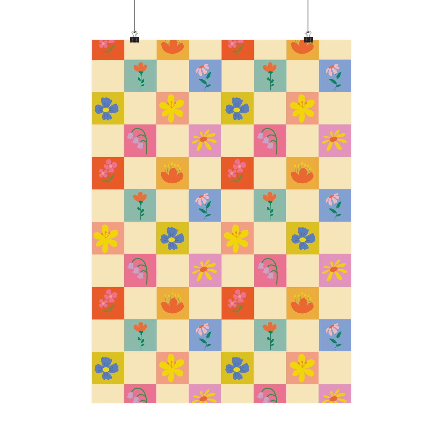 Matte Vertical Posters - Flower Pattern