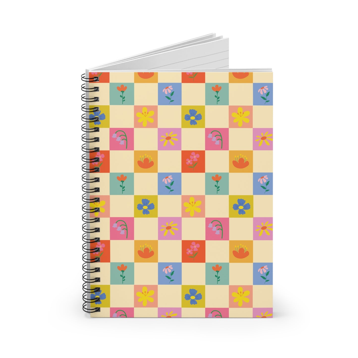Spiral Notebook - Ruled Line - Flower Pattern
