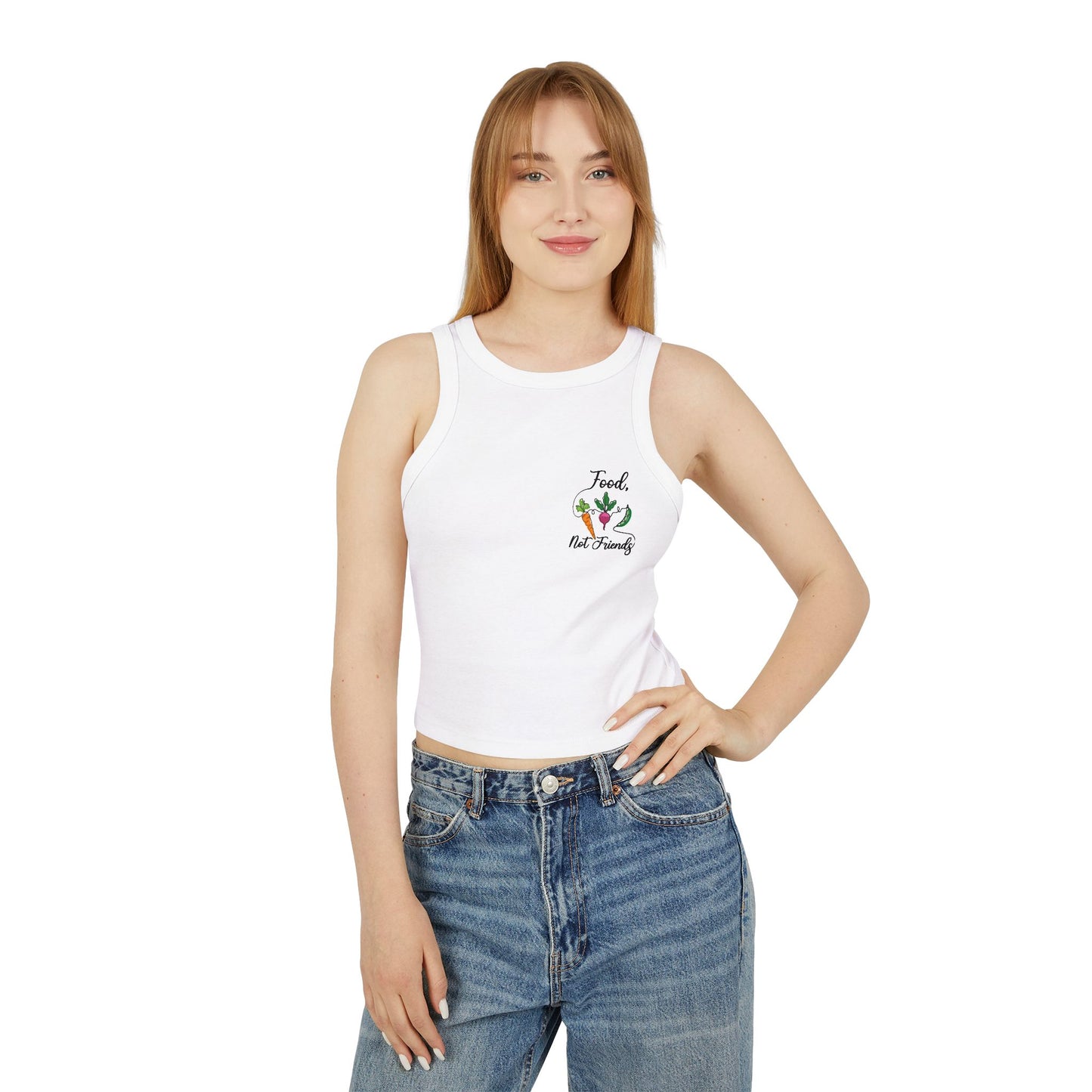 Women's Micro Rib Racer Tank Top - Food not Friends