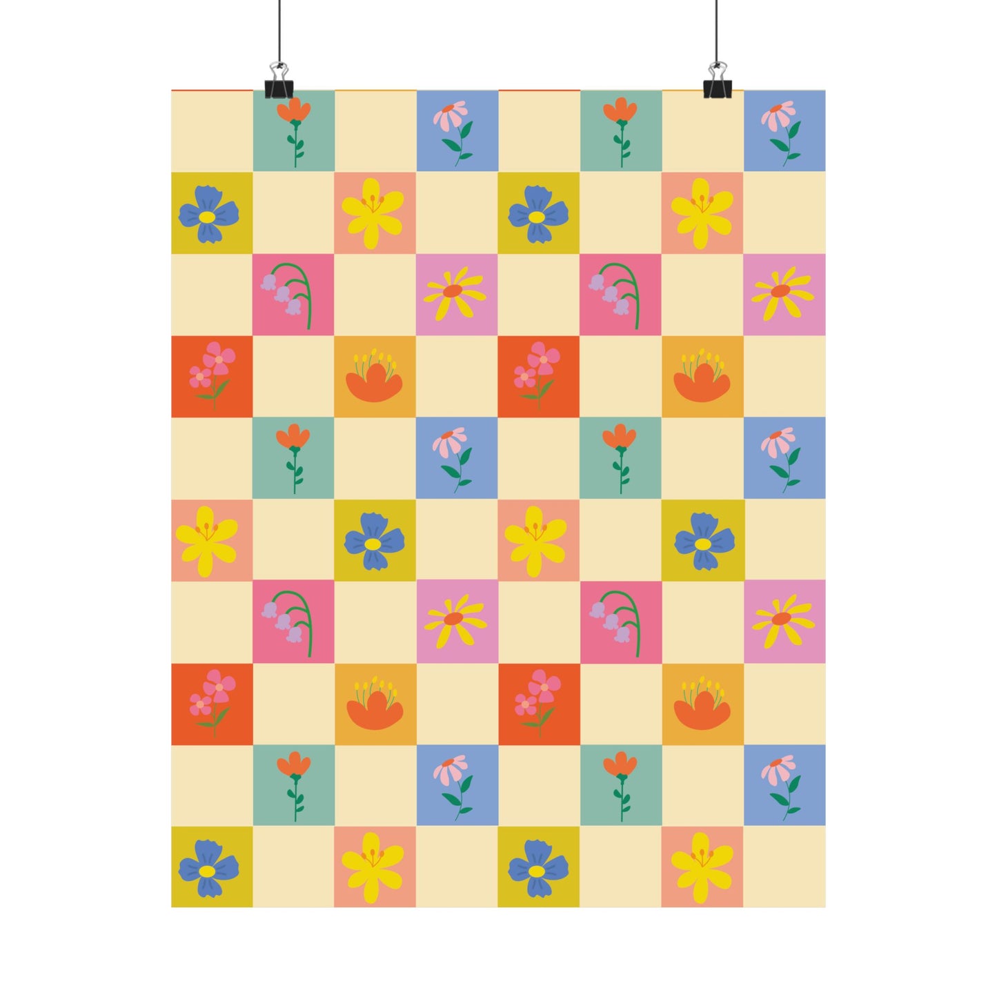 Matte Vertical Posters - Flower Pattern