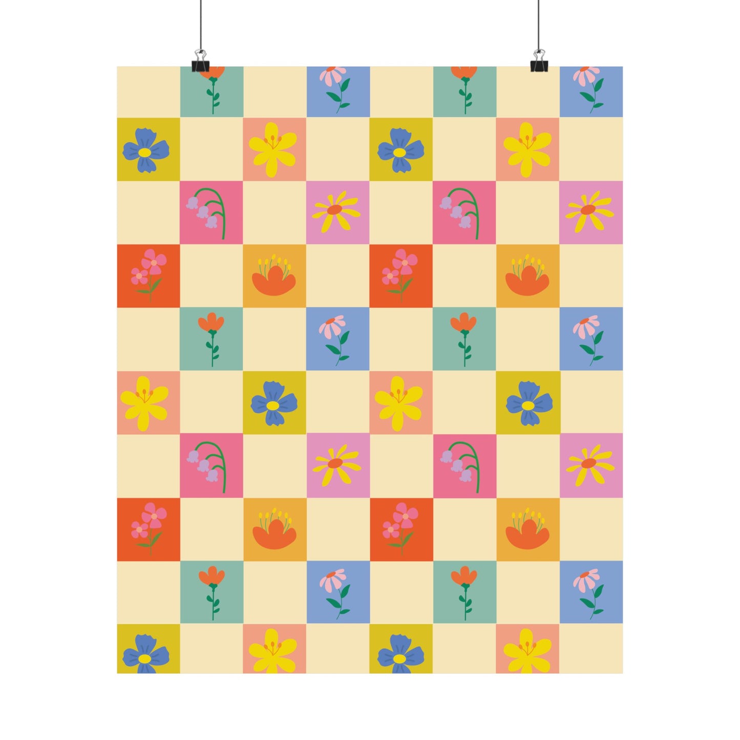 Matte Vertical Posters - Flower Pattern