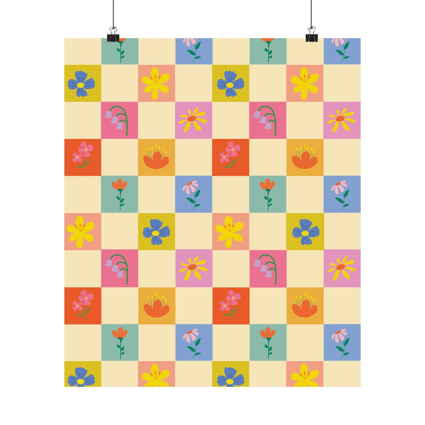 Matte Vertical Posters - Flower Pattern