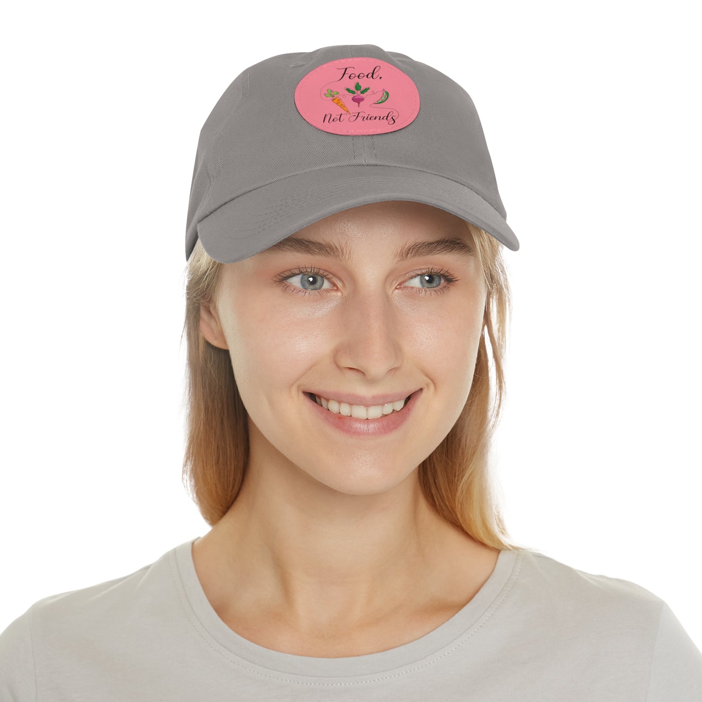 Dad Hat with Leather Patch (Round) - Vegan Design