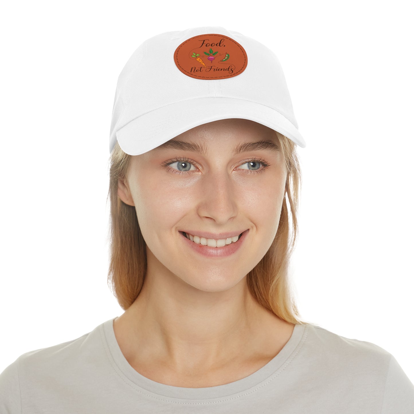 Dad Hat with Leather Patch (Round) - Vegan Design