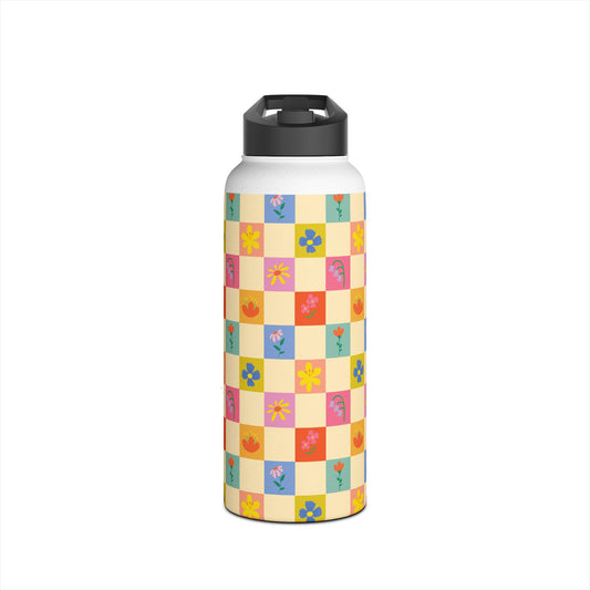 Stainless Steel Water Bottle, Standard Lid - Flower Pattern
