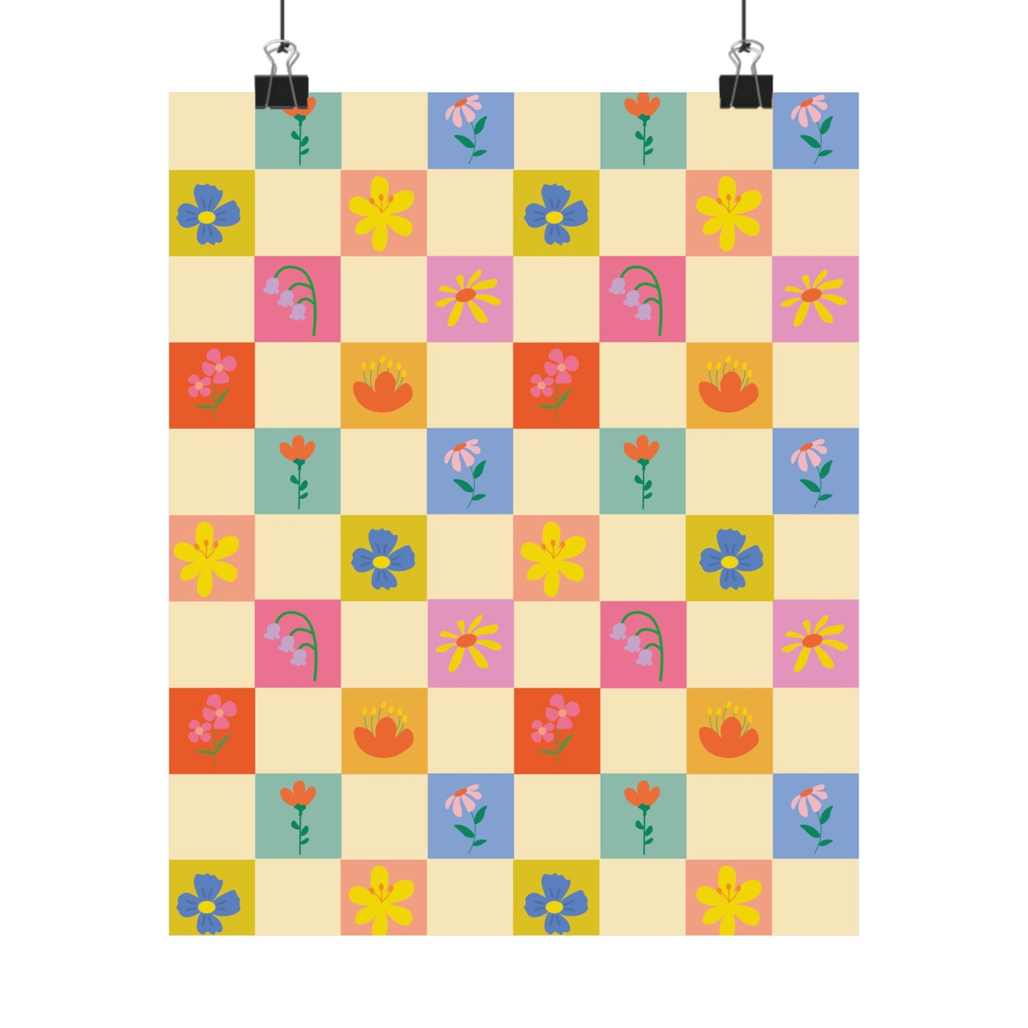 Matte Vertical Posters - Flower Pattern