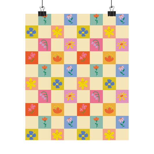 Matte Vertical Posters - Flower Pattern