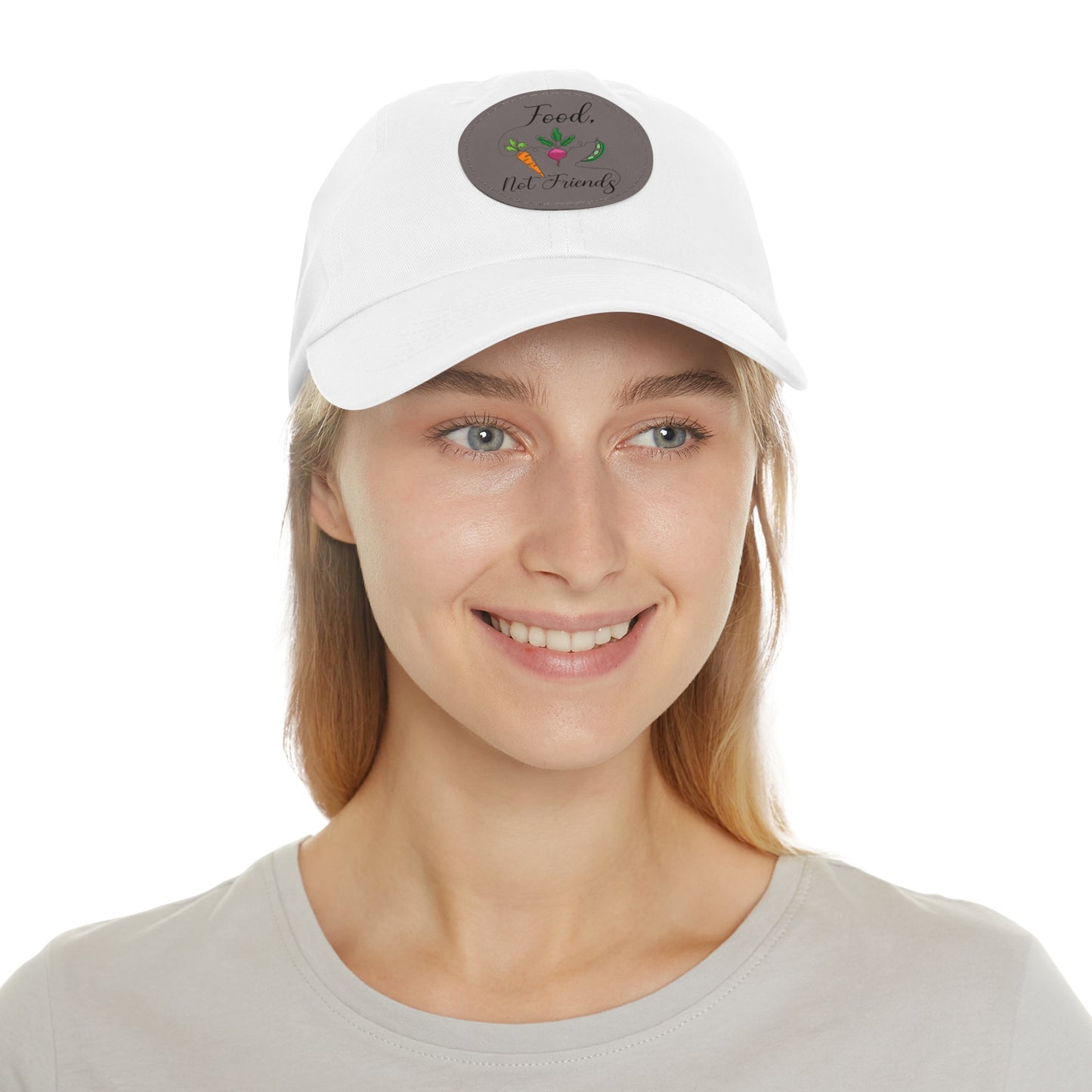 Dad Hat with Leather Patch (Round) - Vegan Design