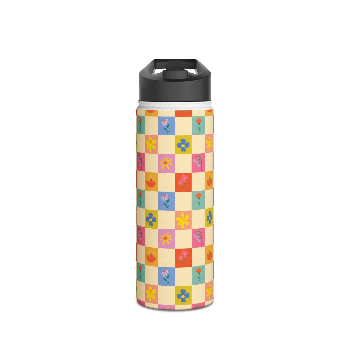 Stainless Steel Water Bottle, Standard Lid - Flower Pattern