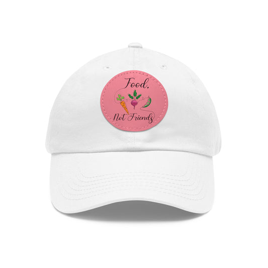 Dad Hat with Leather Patch (Round) - Vegan Design