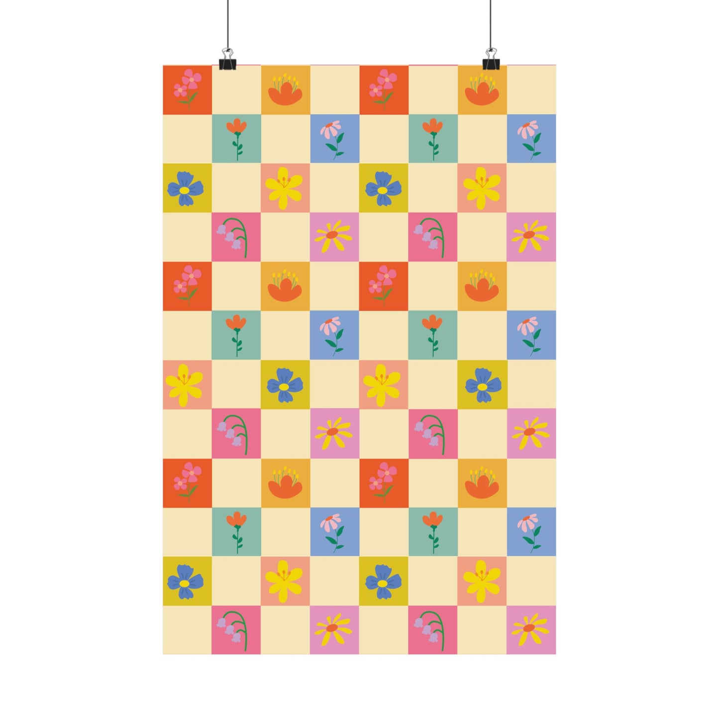 Matte Vertical Posters - Flower Pattern