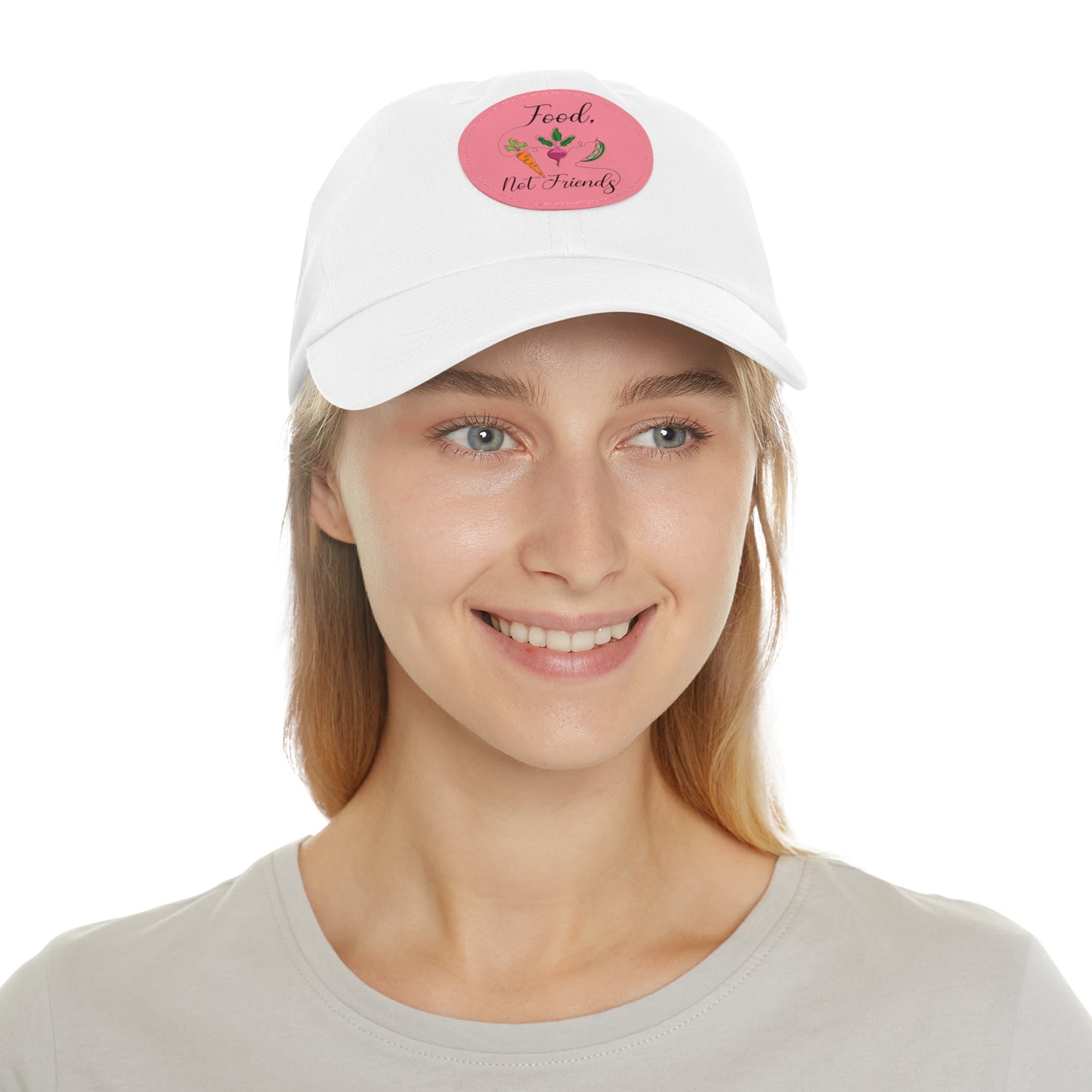 Dad Hat with Leather Patch (Round) - Vegan Design
