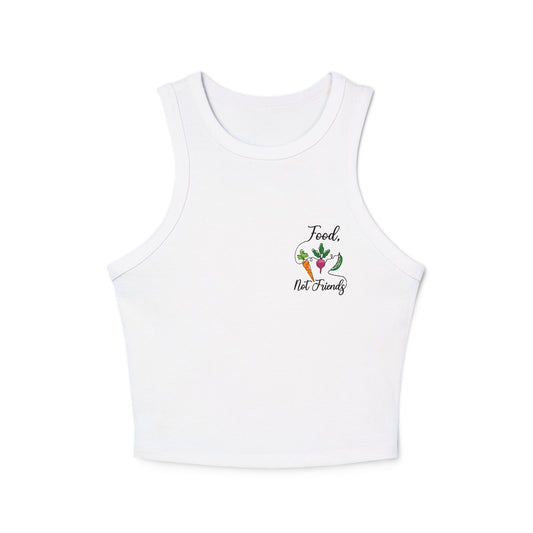 Women's Micro Rib Racer Tank Top - Food not Friends