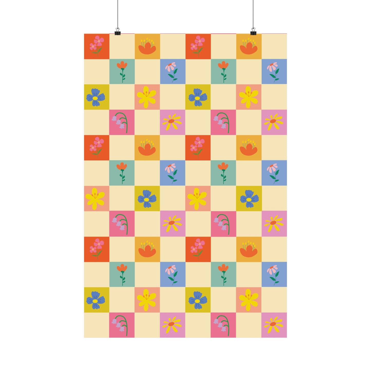 Matte Vertical Posters - Flower Pattern