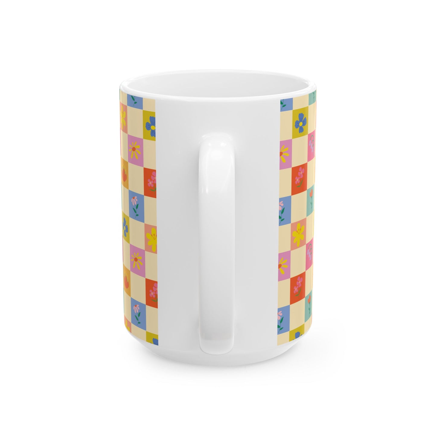 Ceramic Mug, (11oz, 15oz) - Flower Pattern