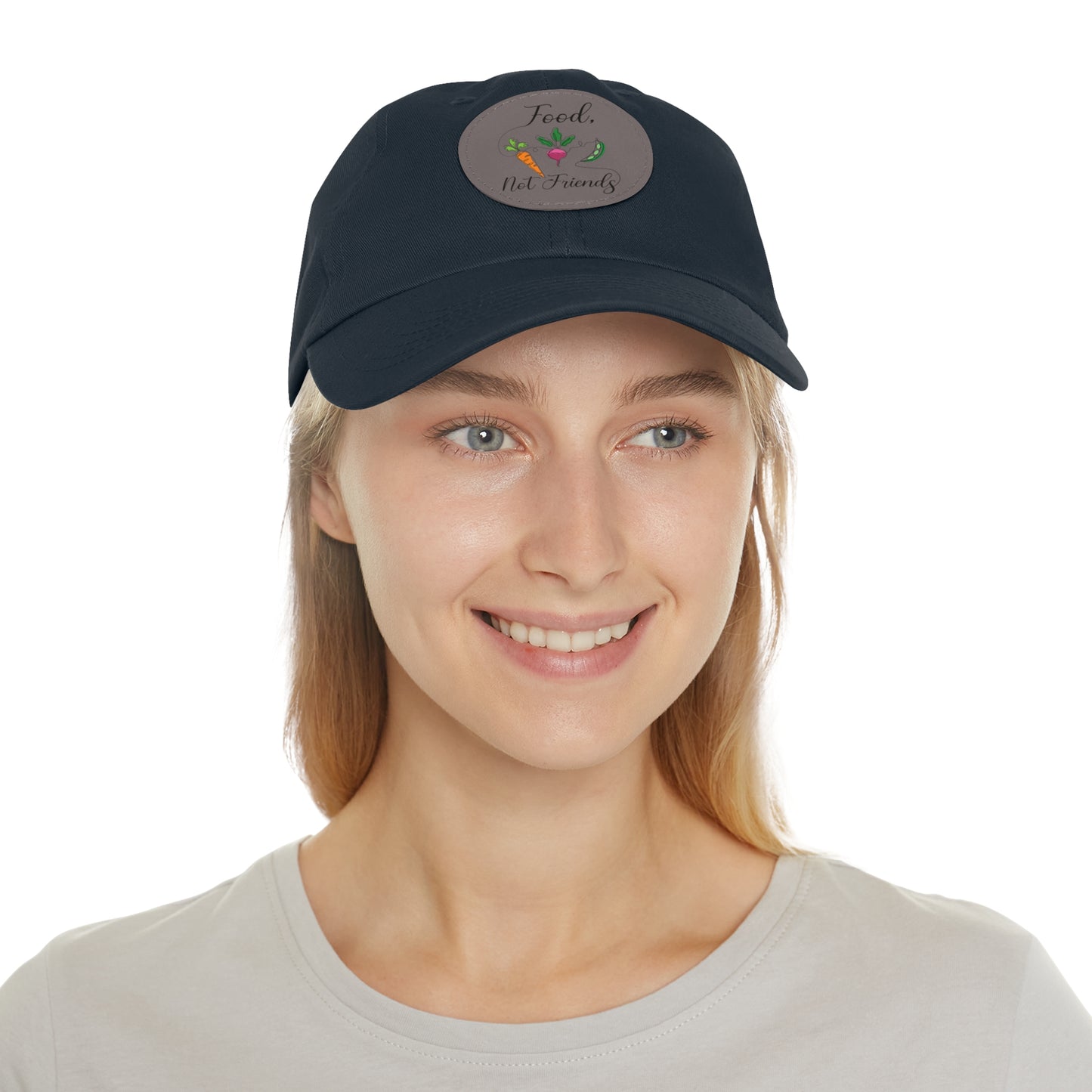 Dad Hat with Leather Patch (Round) - Vegan Design
