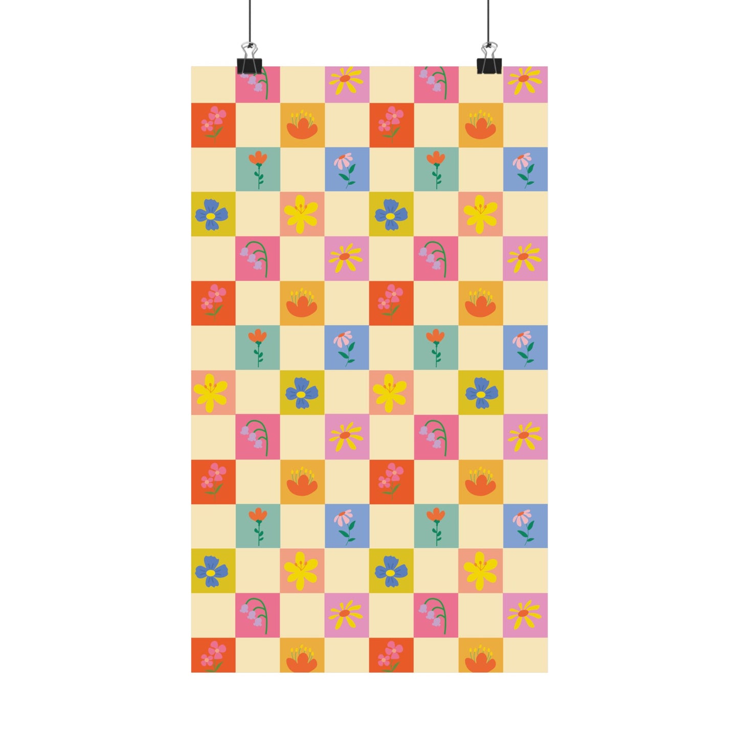 Matte Vertical Posters - Flower Pattern