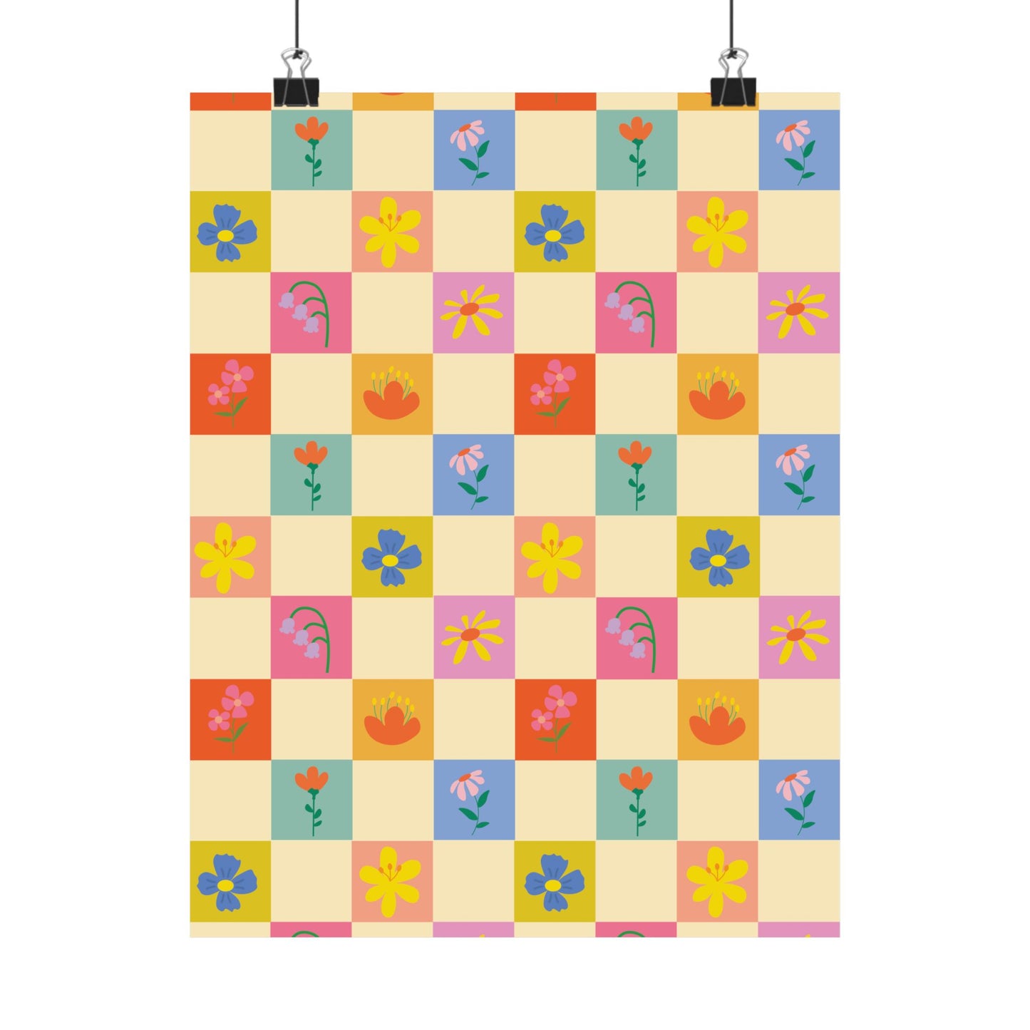 Matte Vertical Posters - Flower Pattern