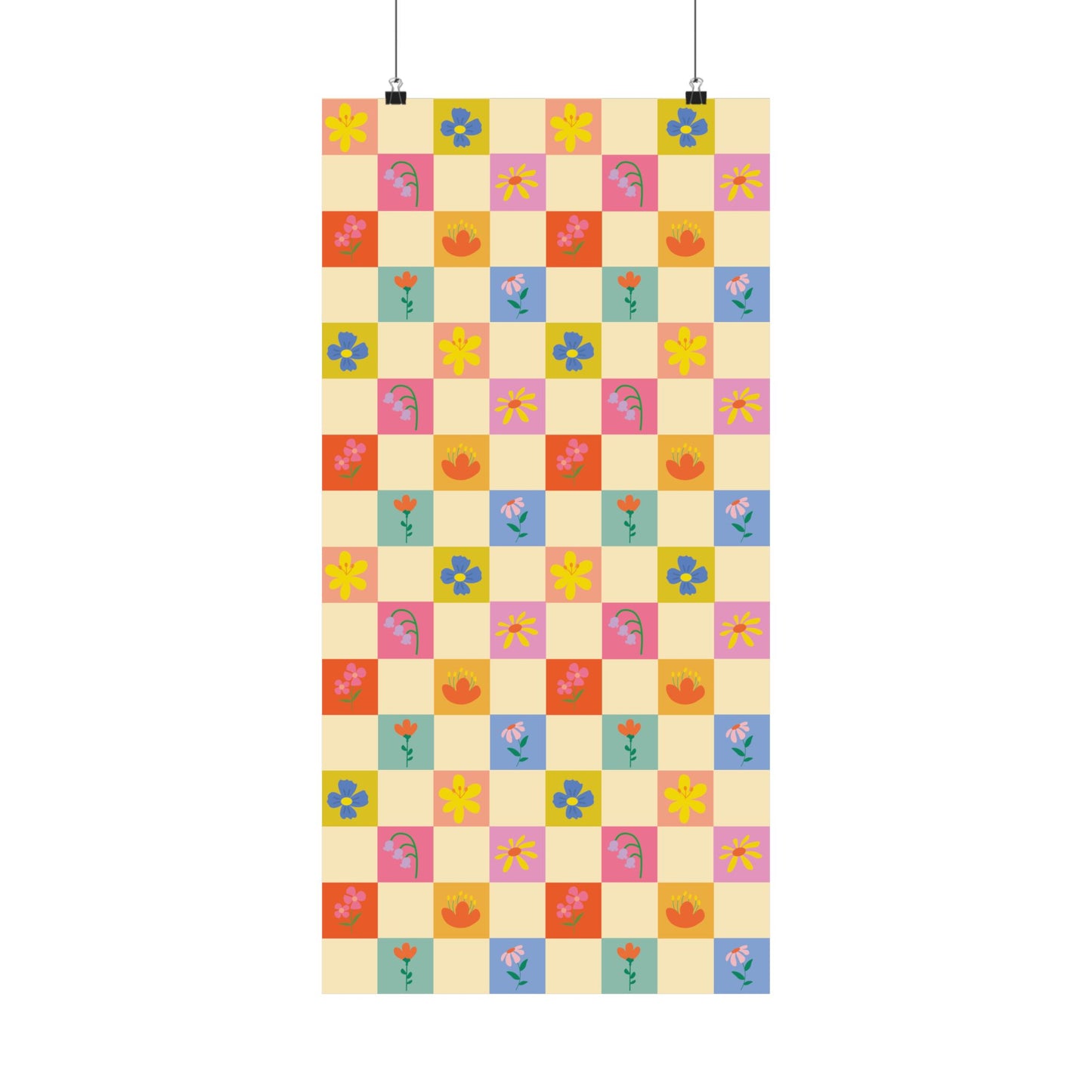 Matte Vertical Posters - Flower Pattern