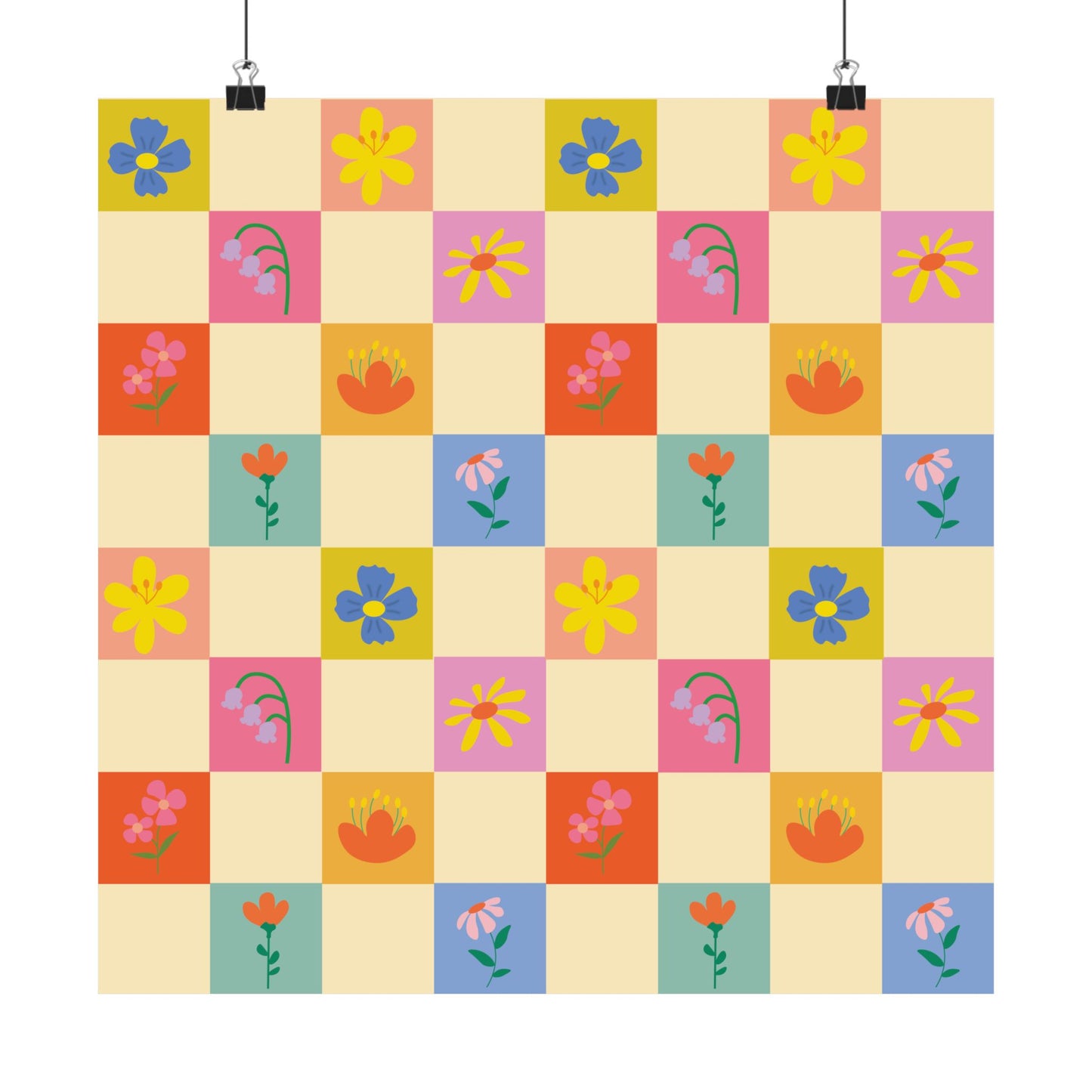 Matte Vertical Posters - Flower Pattern