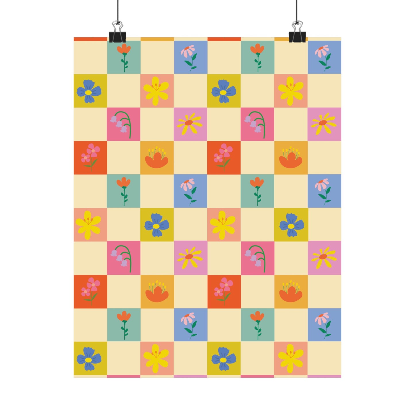 Matte Vertical Posters - Flower Pattern
