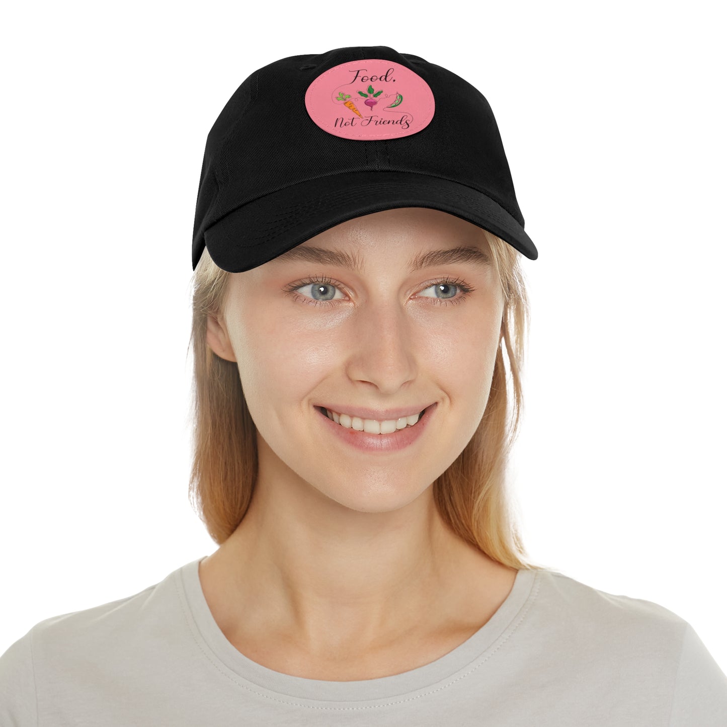 Dad Hat with Leather Patch (Round) - Vegan Design